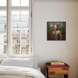 Prince Chakri - Thai Gay Royalty Framed Canvas, Framed Portrait Painting Person Surrounded Colorful Floral Elements