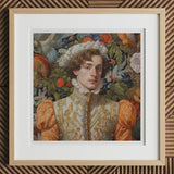 Prince Hugo - German Gay Royalty Art Print, 12x12’’ / 31x31cm / Natural Frame / 2’’ Matboard, Framed Renaissance-style Portrait Young Man