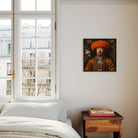 Prince Khaliun - Mongolian Gay Royalty Art Framed Canvas, Bedroom White Bed Window Distinctive Portrait Wall
