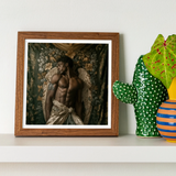 Raziel Gay Black Angel Art Print, Framed Photograph Shirtless Person Angel Like Wings Dark Textured