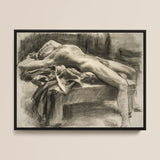 Reclining Male Nude - John Singer Sargent Framed Canvas, Framed Charcoal Nude