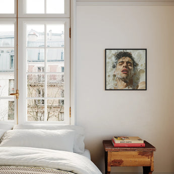 Rub-a-dub - Gay Wet Dream Art Framed Canvas, Framed Portrait Person Intense Emotive Expression