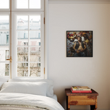 Sacked - Lowbrow Homoerotic Gay Biker Framed Canvas, Framed Photograph Man Surrounded Stuffed Animals