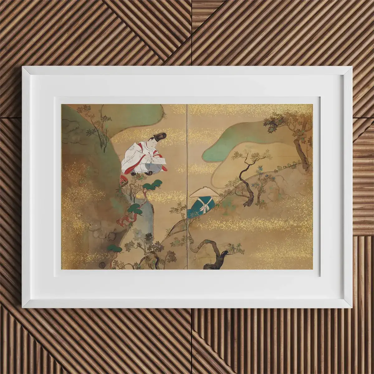 Framed Japanese painting in the rinpa school style by Kamisaka Sekka and Tawaraya Sōtatsu