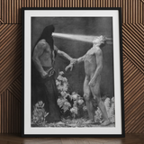 Hypnosis - Sascha Schneider Art Print, Framed Black White Fine Art Print Hooded Figure