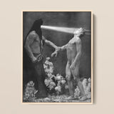 Hypnosis - Sascha Schneider Framed Canvas, 12x16’’ / 31x41cm / Natural Floating Frame, Framed Black White Painting Two Figures Mystical