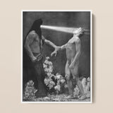 Hypnosis - Sascha Schneider Framed Canvas, 12x16’’ / 31x41cm / White Floating Frame, Framed Black White Painting Hooded Figure Light Nude