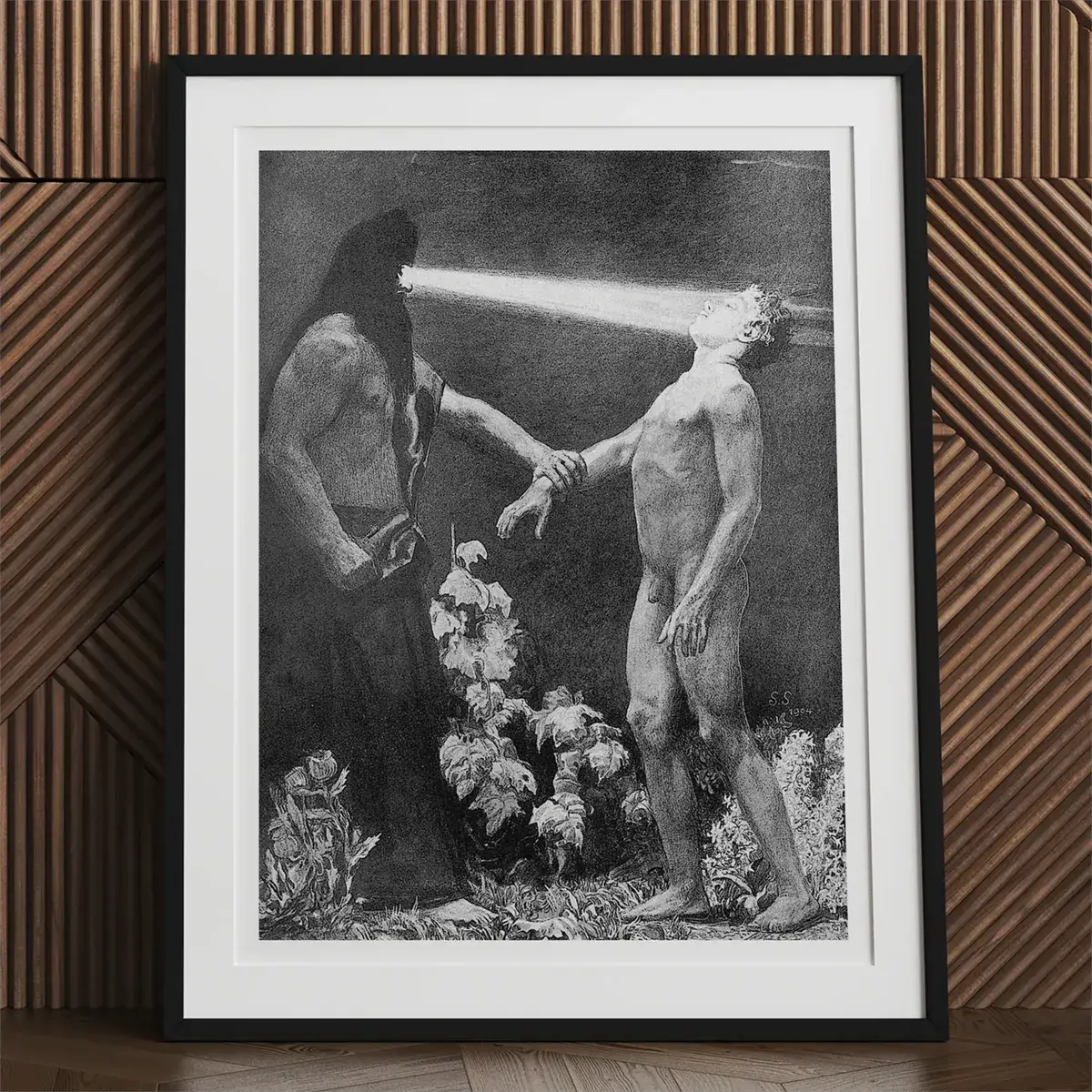 Framed Black and White Art Print by Sascha Schneider for Schwules Museum