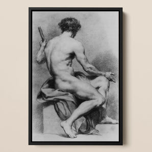 Seated Male Nude Anton Raphael Mengs Framed Canvas, Framed Charcoal Nude Male Figure