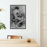 Seated Male Nude Anton Raphael Mengs Framed Canvas, Framed Nude Male Figure