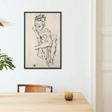 Seated Male Nude (self Portrait) Egon Schiele Framed Canvas, Framed Nude Figure