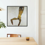 Seated Male Nude (self Portrait) - Egon Schiele Framed Canvas, Framed Nude Figure Painting