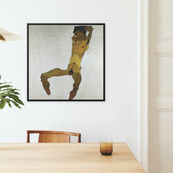 Seated Male Nude (self Portrait) - Egon Schiele Framed Canvas, Framed Nude Figure Painting