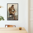 Nude Man Playing Harmonica - Eugene Jansson Framed Canvas, Framed Nude Figure