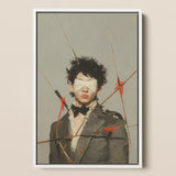 Spearhead - Dapper Gay Outlaw Framed Canvas, 12x18’’ / 31x46cm / White Floating Frame, Framed Painting Blindfolded Person Arrows