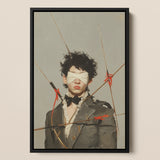 Spearhead - Dapper Gay Outlaw Framed Canvas, 12x18’’ / 31x46cm / Black Floating Frame, Framed Painting Blindfolded Figure Pierced Arrows