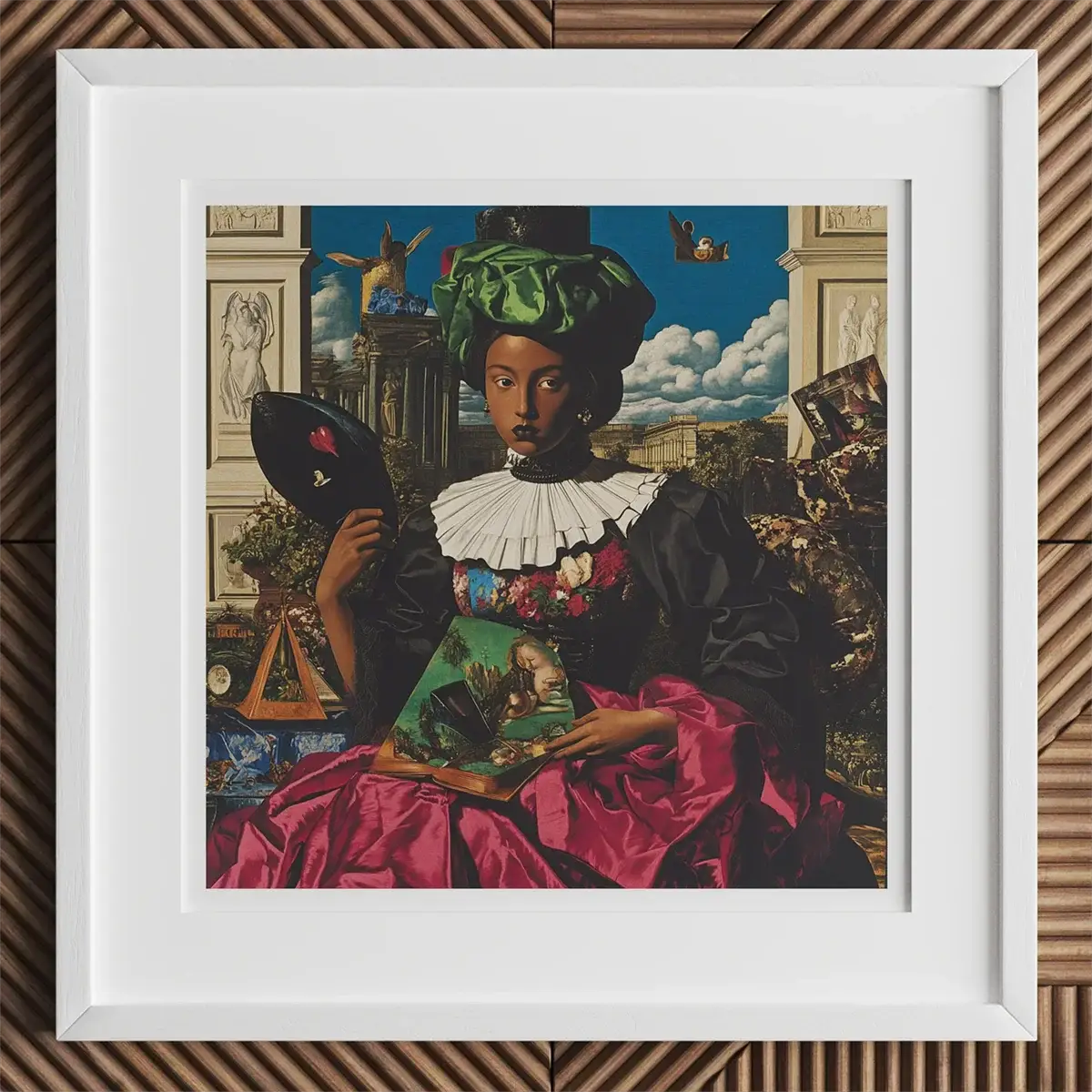 Framed Renaissance-style portrait of a woman illustrating neurodivergent cognition in Tourette’s syndrome