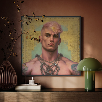 Strapping Young Lad - Queercore Gay Thug Framed Canvas, Framed Portrait Muscular Man