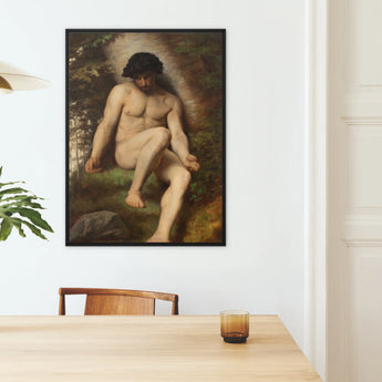 Study of Adam for Paradise - Alexandre Cabanel Framed Canvas, Framed Nude Male Figure Painting