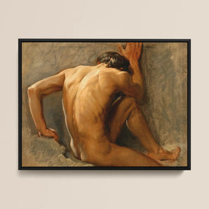 Study of a Nude Man - August Andreas Jerndorff Framed Canvas, Framed Nude Male Figure Painting