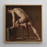 Study of a Nude Man - Gustave Courbet Framed Canvas, 12x12’’ / 31x31cm / Natural Floating Frame, Framed Oil Painting Nude Male Figure