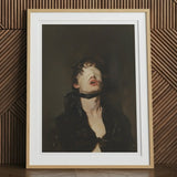 Suck it Up - Neo-victorian Gay Bdsm Art Print, 12x16’’ / 31x41cm / Natural Frame / 2’’ Matboard, Framed Portrait Blindfolded Person Black