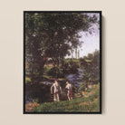 Summer - Károly Ferenczy Framed Canvas, Framed Oil Painting Two Nude Figures Stream