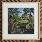 Summer Scene - Jean Frederic Bazille Art Print, 12x12’’ / 31x31cm / Natural Frame / 2’’ Matboard, Framed Painting Men Pastoral Landscape