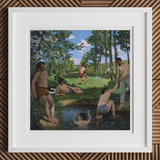 Summer Scene - Jean Frederic Bazille Art Print, 12x12’’ / 31x31cm / White Frame / 2’’ Matboard, Framed Print Painting Men Outdoors