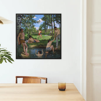 Summer Scene - Jean Frederic Bazille Framed Canvas, Bathers Asnières Painting