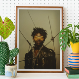 On Target - Black Gay Motorcycle Queen Art Print, Framed Portrait Person Gold Blindfold