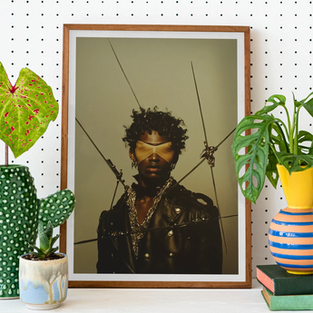 On Target - Black Gay Motorcycle Queen Art Print, Framed Portrait Person Gold Blindfold