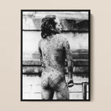 Tattooed Betto Framed Canvas, Black White Framed Photo Person Body Tattoos
