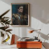The Admiral - Baroque Gay Naval Portrait Art Print, Orange Turntable Desk Lamp Positioned