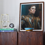 The Admiral - Baroque Gay Naval Portrait Art Print, Framed Portrait Photograph Ornate Golden Armor Blue Accents