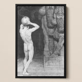 The Anarchist - Sascha Schneider Framed Canvas, Nude Figure Globe-like Head Partial View Elephant Statue