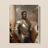 The General - Vintage Gay Military Art Framed Canvas, 12x16’’ / 31x41cm / Natural Floating Frame, Framed Portrait Painting Black Man