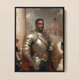The General - Vintage Gay Military Art Framed Canvas, 12x16’’ / 31x41cm / Black Floating Frame, Framed Portrait Knight