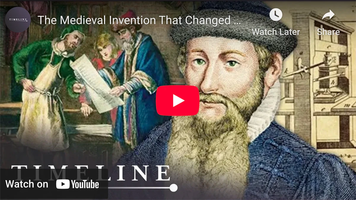 Medieval invention video thumbnail featuring Leonardo da Vinci and Albrecht Dürer elements