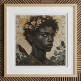 The one - Gay Black God Art Print, 12x12’’ / 31x31cm / Natural Frame / 2’’ Matboard, Framed Art Print Person Dark Skin Curly Hair