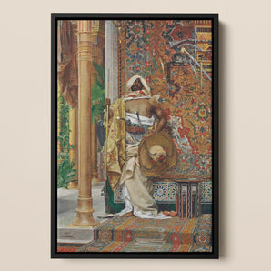 Palace Guard Antonio Fabrés Orientalist Framed Canvas, Framed Painting Ornate Interior Scene Figure Elaborate Clothing