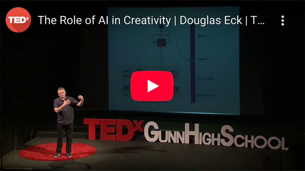 TED Talk presentation on AI-generated art and the impact of neural network art.