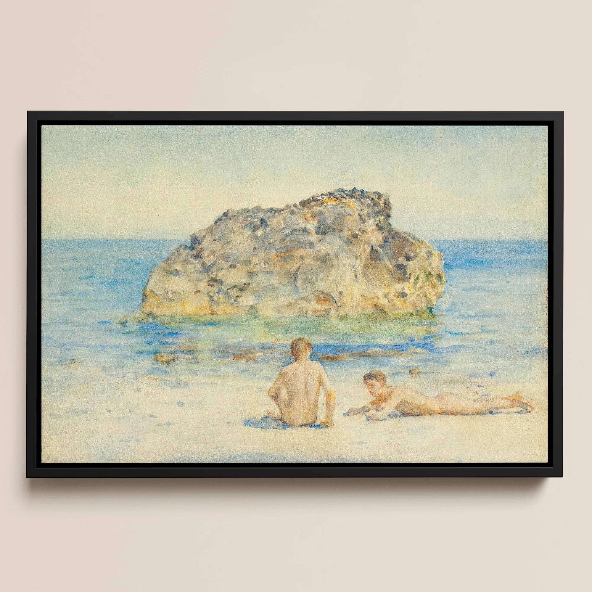 The Sunbathers - Henry Scott Tuke Framed Canvas, Framed Beach Scene Painting