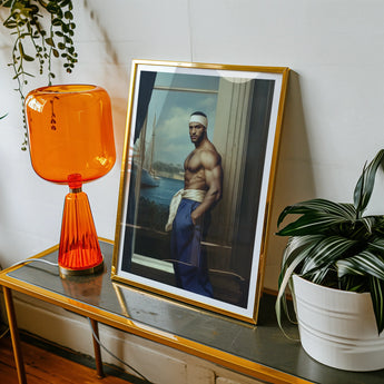 The Trade - Black Gay Sea Captain Art Print, Framed Photograph Shirtless Athletic Figure Headband Dark Pants