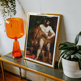 The Wrestlers - William Etty Homoerotic Art Print, Framed Classical Painting Muscular Figure Partial State Undress