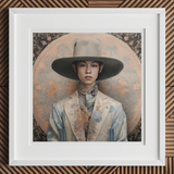 Thuanthong - Dandy Thai Transman Cowboy Art Print, Framed Portrait Photograph Wide-brimmed Hat Floral-patterned Clothing