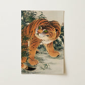 Tigre nettoyant sa patte - impression d’art de Kishi Ganku 