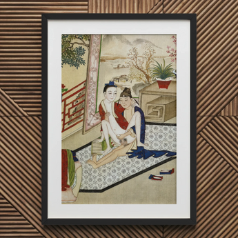 Scholar and Actor - F. M. Bertholet Collection Art Print, 20x30’’ / 51x76cm / Black Frame / 2’’ Matboard, Framed Asian Erotic Painting