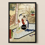 Scholar and Actor - F. M. Bertholet Collection Framed Canvas, Framed Antique East Asian Painting Intimate Scene Two