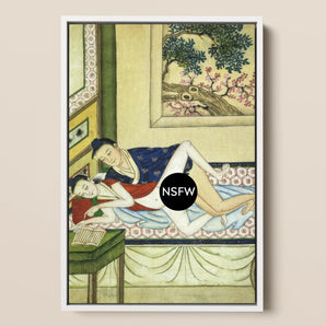 Actor and Scholar - F. M. Bertholet Collection Framed Canvas, Framed Painting Intimate Scene Two People Traditional Attire